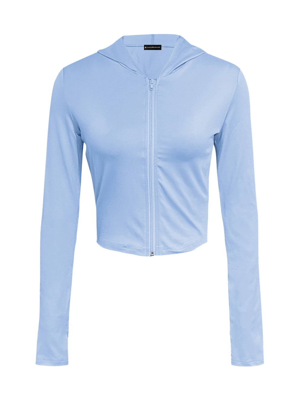 LW Hooded Collar Crop Top T-shirt Autumn Solid Color Long Sleeve Women's Hooded Crop Tops Slim Fit Short Streetwear Sporty sport