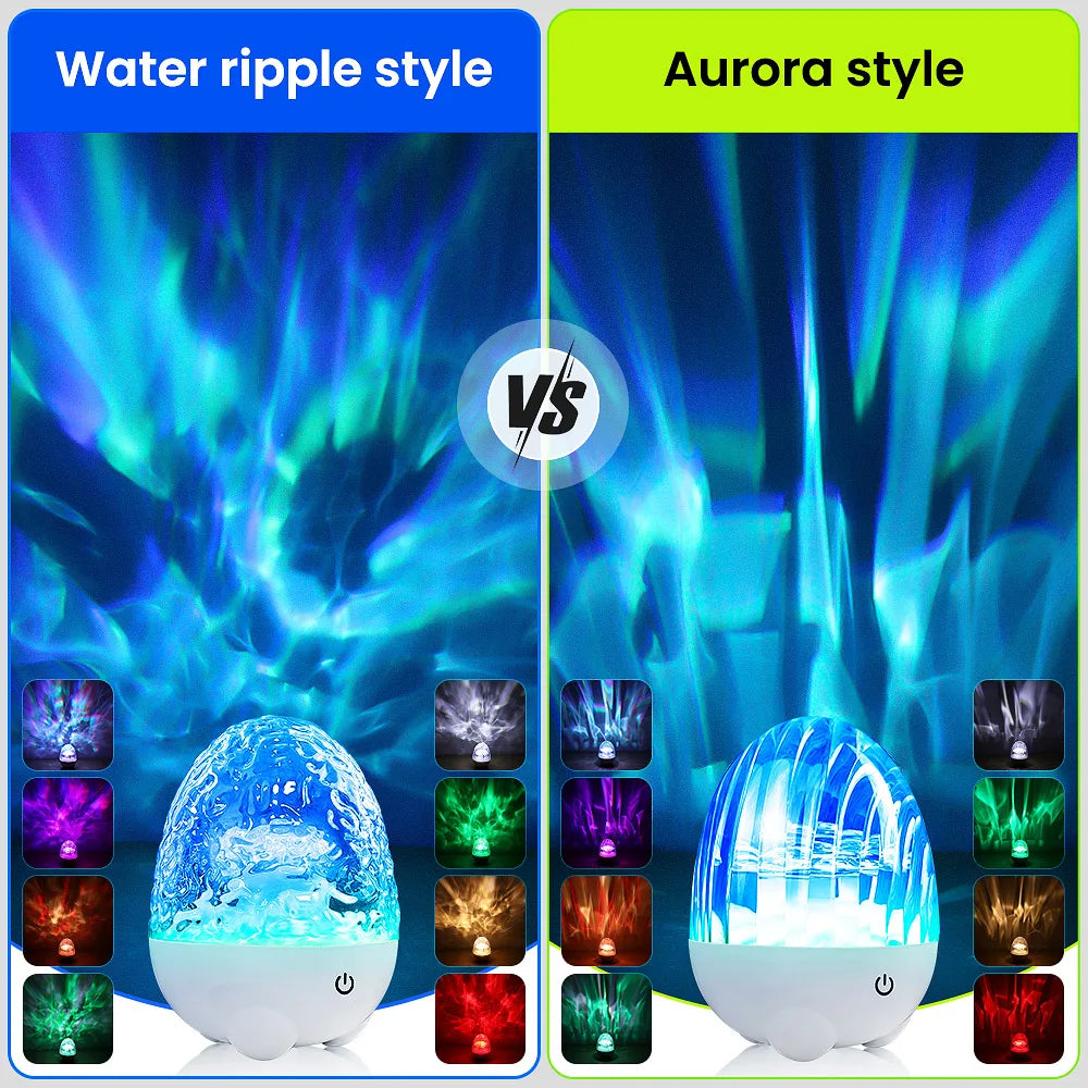 Dynamic Rotating Dinosaur Egg Mood Night Light, 13 Color Changing, USB Rechargeable Projector Lamp with Touch & Remote for Room