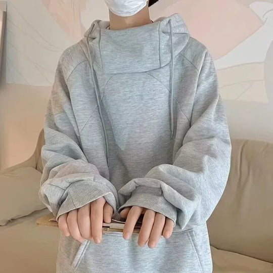 Autumn Turtleneck Fleece Hoodies For Men New High Street Oversize