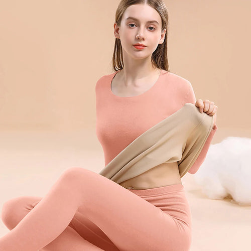 Women's Thermal Underwear Set First Base Layer Long Johns Fleece Lined