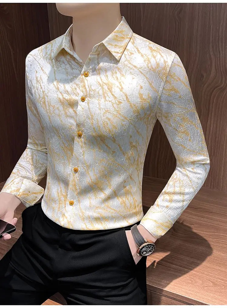 Spring and summer new stylish personality casual printed men's shirt