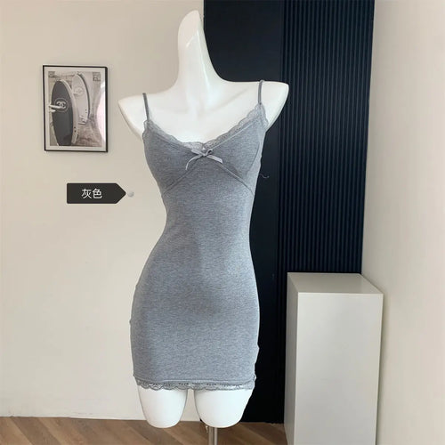 Sleeveless Dresses for Women Sexy Lace Hot Female Bodycon Dress Korean