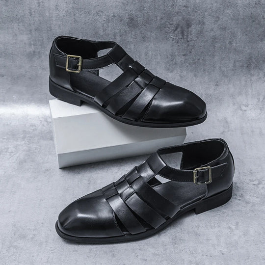 New Soft Leather Men's Sandals Outdoor Summer Beach Shoes Comfortable Male Roman Shoes All-match Sandaly Hollow Out Casual Shoes