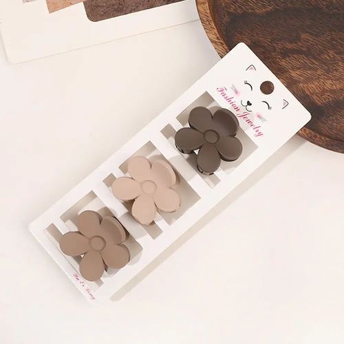 New Fashion Coffee Color Three-piece Set Frosted Geometric  Hairpin