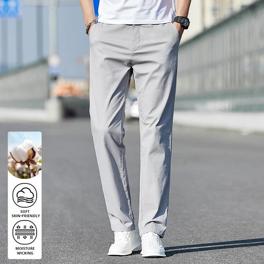 Top Grade 98% Cotton New Brand Casual Fashion Streetwear Slim Fit Long Pants Straight Pencil Trousers Men's Clothing