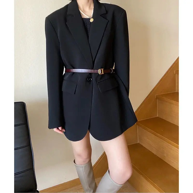 Oversize Luxury Black Blazer Women Spring Autumn Coat High-end Loose