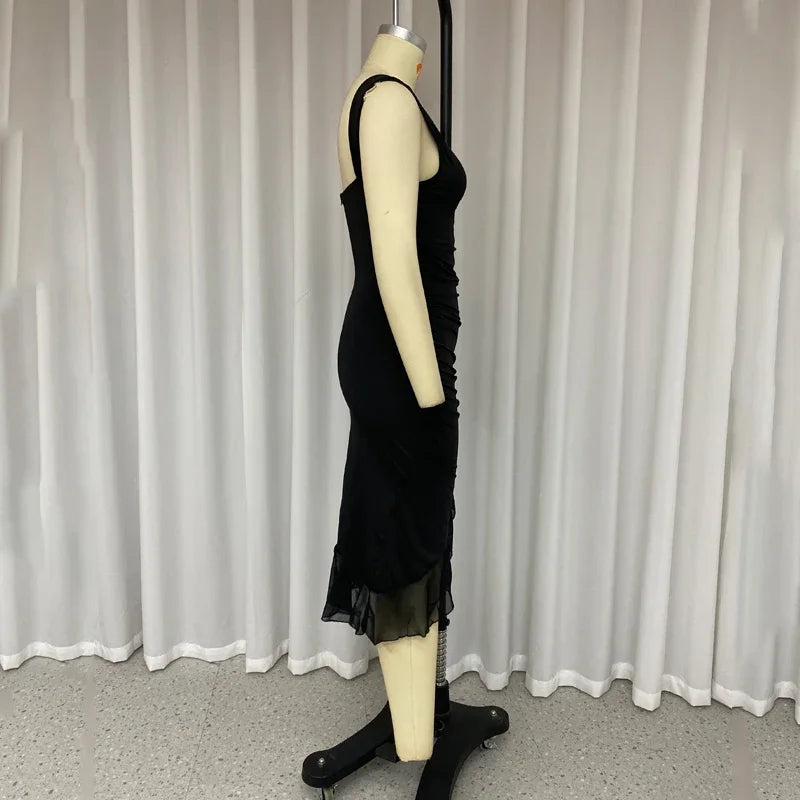 Wefads Women Maxi Dress Summer Elegant Solid Sleeveless Nipped Waist