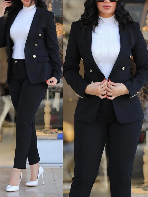 Elegant Office Lady Two Piece Sets 2024 Autumn Winter Women Fashion