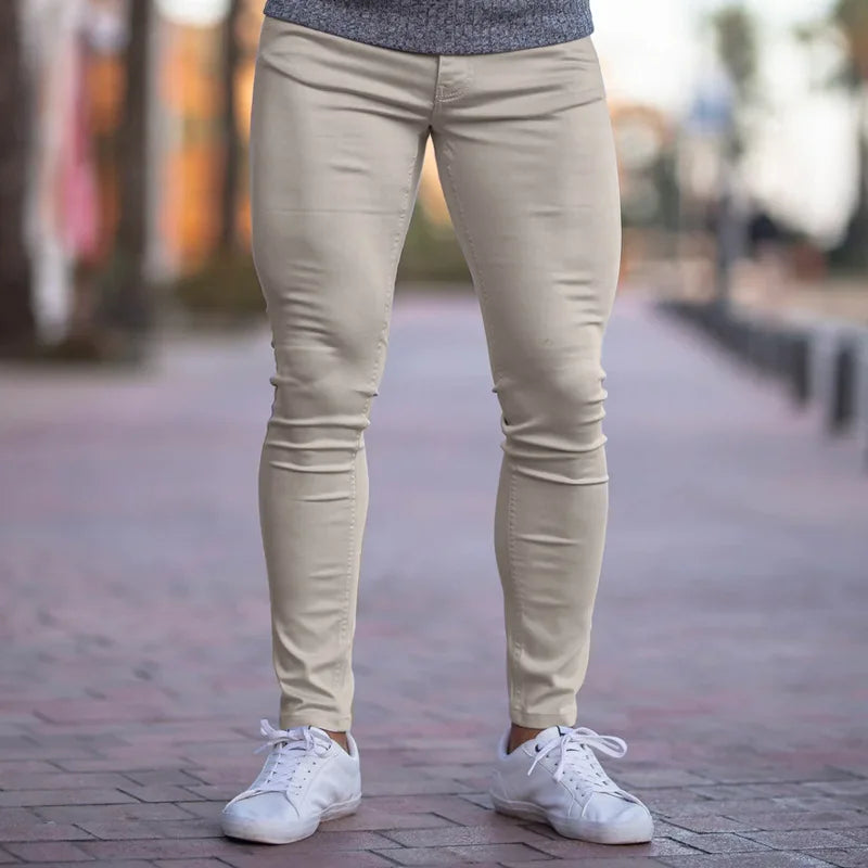 Being Vigor Inch Size Solid Cotton Business Casual Mens Pants Slim Fit