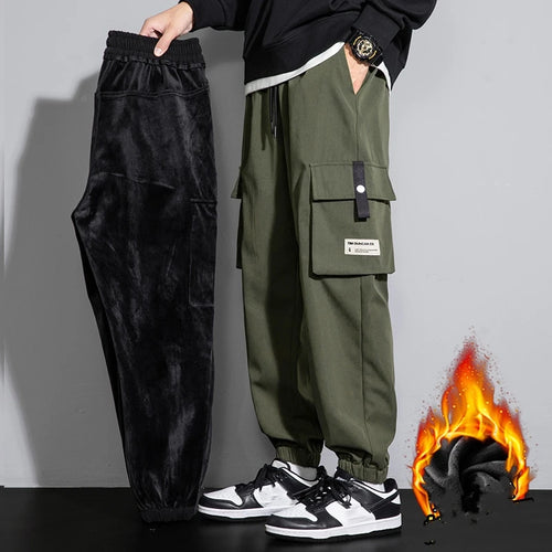 2023 Winter Men Y2k Vintage Baggy Pants Thicken Warm Pants Mens Fleece