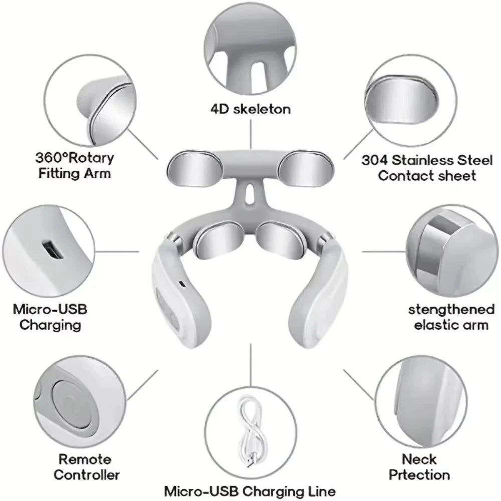 New Neck Massage Intelligent USB Rechargeable Adjustment Heating Pressing Pulse Portable Pulse Cervical Spine Massager Neck Care