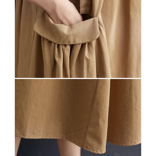 Female Dress Summer Mid-Length Loose Solid Color Pocket Swing Chic Casual Straps Dresses New Women Dress Vestidos Selling