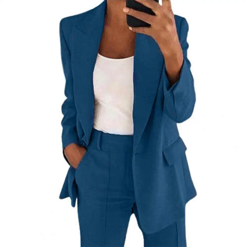 Turndown Collar Women Blazer Long Sleeve Buttons Blazer for Dating