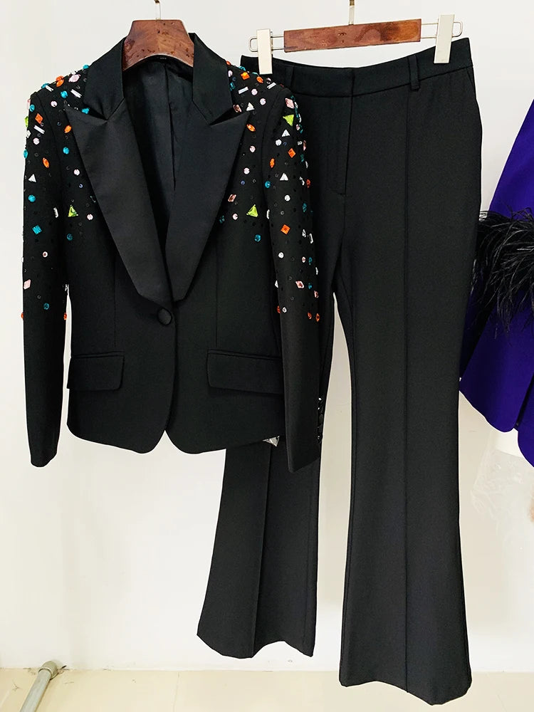 HIGH STREET Newest 2024 Designer Runway Fashion Suit Set Women's Slim