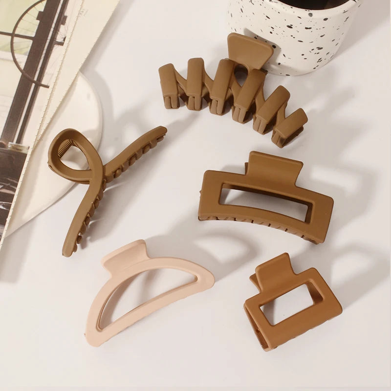 5PCS Frosted Hair Clips Simple Big Hair Claw Clips for Women Girls Thin Thick Curly Hair Jaw Clips Shark Clips Hair Accessories