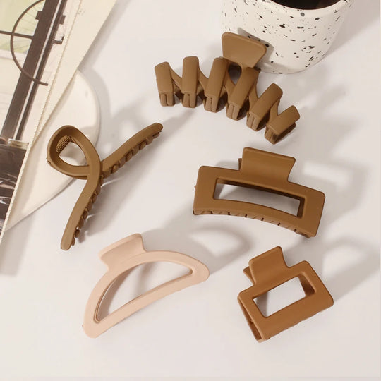 5PCS Frosted Hair Clips Simple Big Hair Claw Clips for Women Girls Thin Thick Curly Hair Jaw Clips Shark Clips Hair Accessories