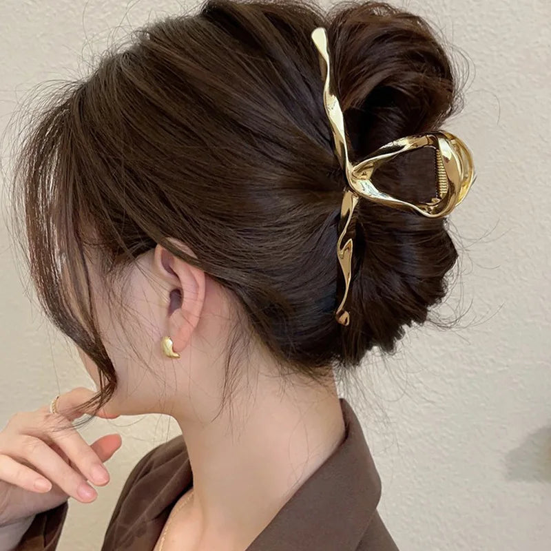 Metal Geometric Hair Claw Crab Hairpins Fashion Cross Hair Clips