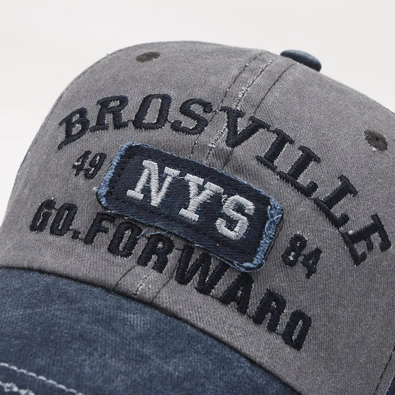 Four Seasons Men Baseball Cap Casual Distressed Washed Cotton Letter