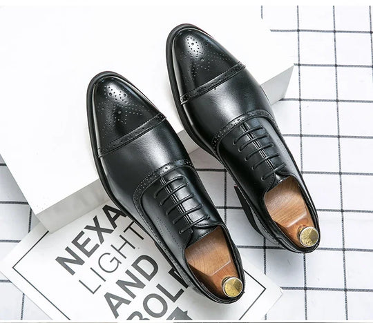 Men's Formal  Shoes Red Sole Fashion Business Casual Party Banquet Daily Retro Carved Lace-up Brogue Dress Wedding Shoes Size 48
