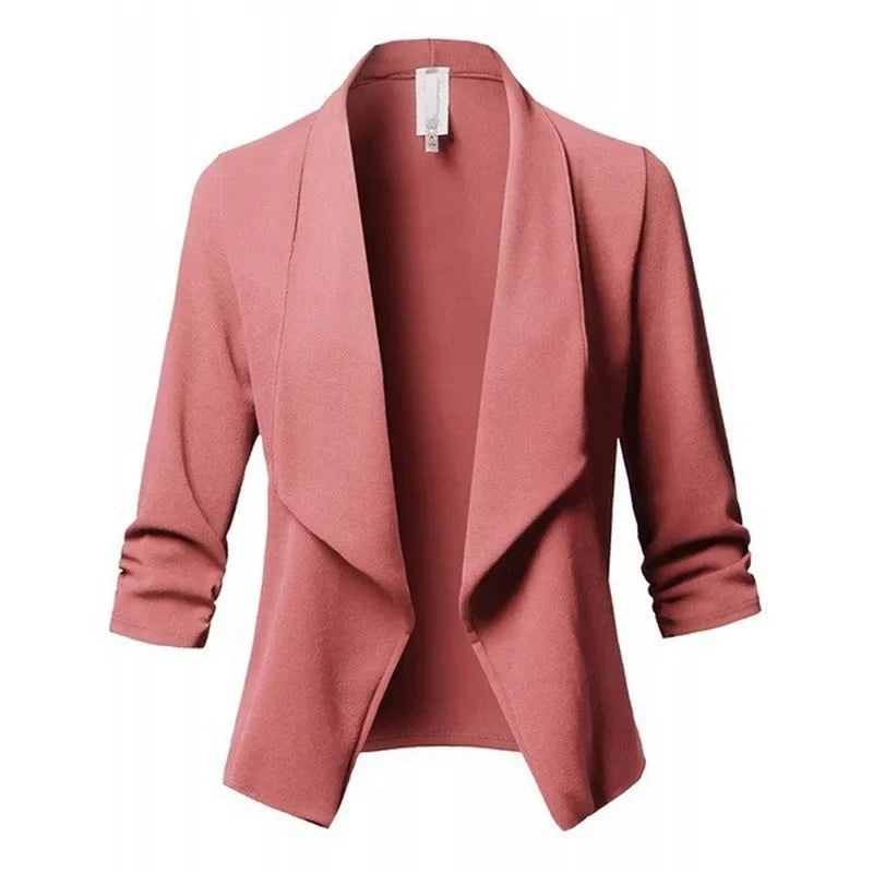 Women Black Thin Blazers Cardigan Coat 2024 Long Sleeve Women Blazers