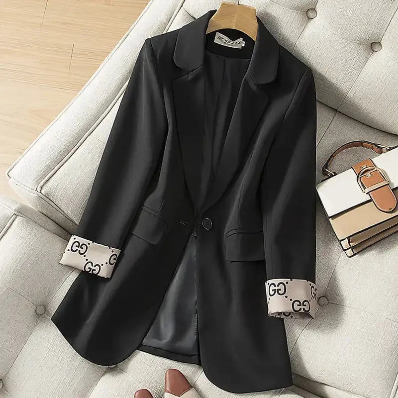 Beige Fashion Leisure Women Suit Jacket 2025 Spring Autumn  Style