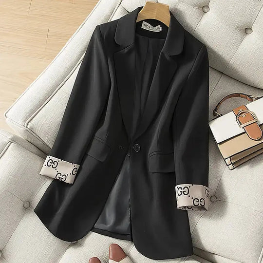 Beige Fashion Leisure Women Suit Jacket 2025 Spring Autumn  Style