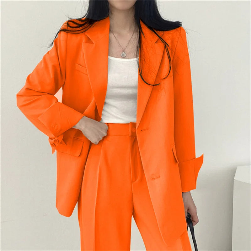 Fall Fashion Long Sleeve Blazer Mujer Pant Sets Blazers Women 2024