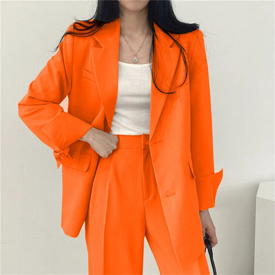 Fall Fashion Long Sleeve Blazer Mujer Pant Sets Blazers Women 2024