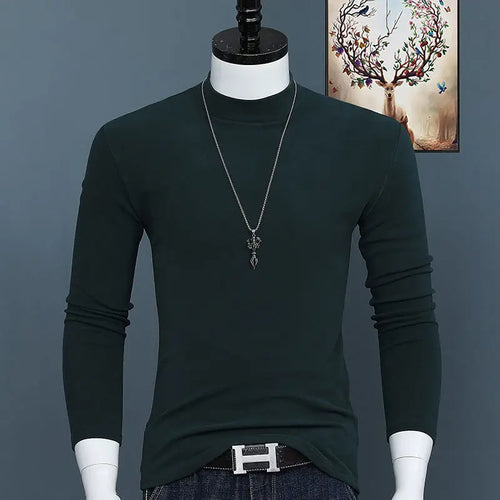Luxury Korean Men's Oversized T-Shirt Solid Long Sleeve Base Shirt
