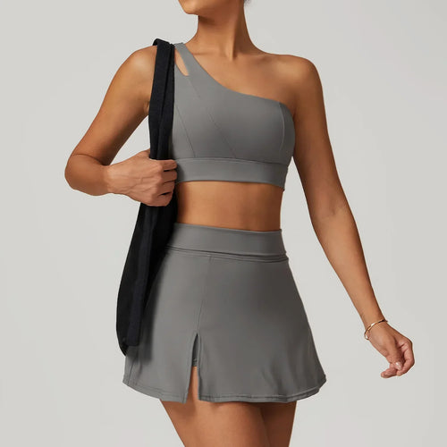 Tennis Dress Yoga Suit Slant Single Shoulder Bra Quick Dry Fitness