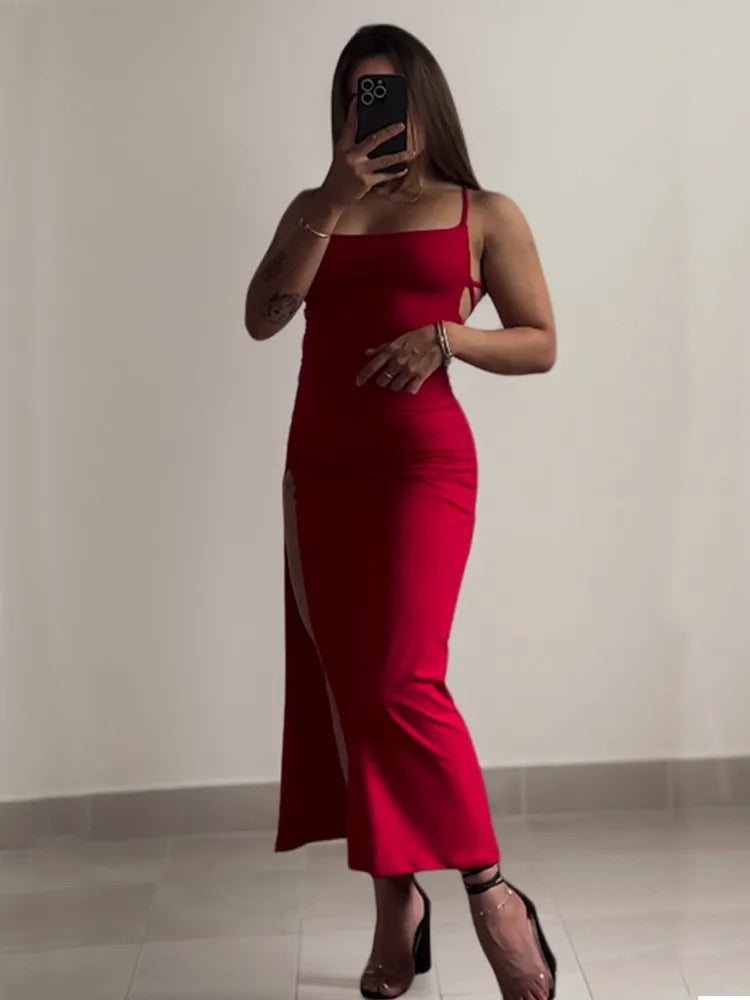 Hot Style Slim Spaghetti Strap Dresses Women Sexy Backless Leace-up