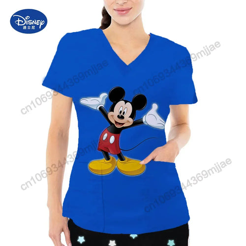 Fashion Vintage Y2k Tops V-neck Anime T-shirt Pocket Woman Clothes
