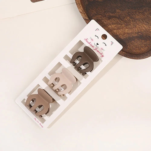 New Fashion Coffee Color Three-piece Set Frosted Geometric  Hairpin