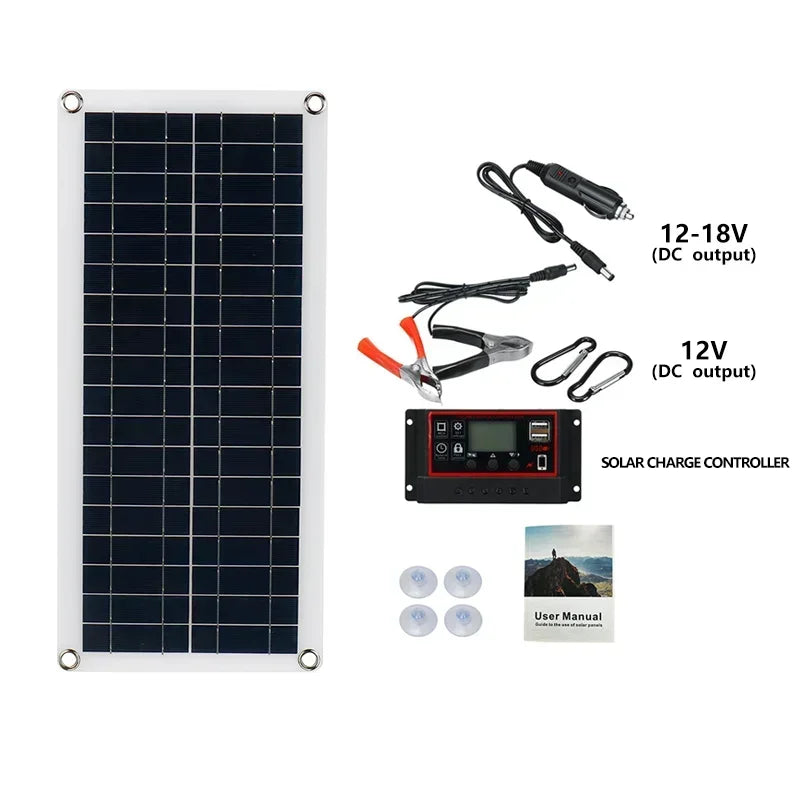 20W-1000W Solar Panel 12V Solar Cell 100A Controller Solar Panel for