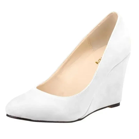 Women Wedge Shoes Spring Autumn Classic Sexy Pointed Toes Platform High Heels Pumps Black Office Lady Party Dress Wedding Shoe