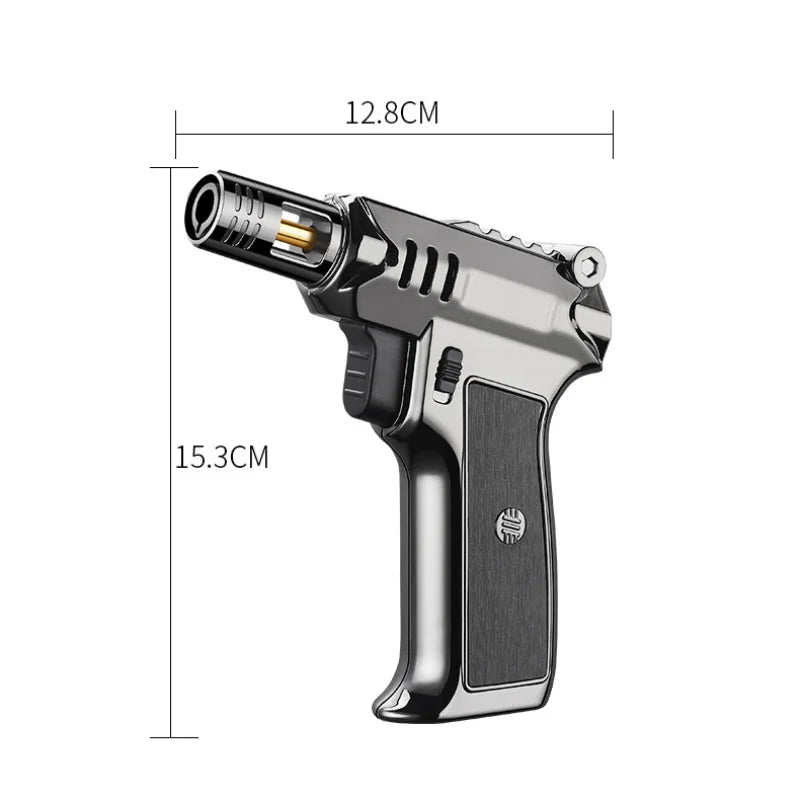 Outdoor Windproof Butane Gas Turbo Metal Lighter Multipurpose High Temperature Welding Gun Inflatable Lighter Men's Somking Tool