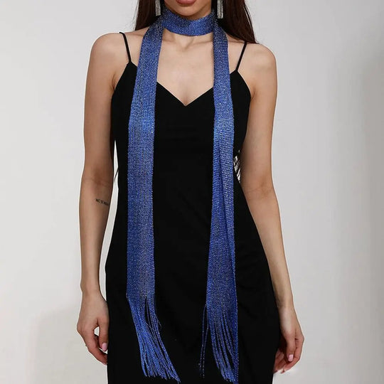 Shiny Neck Wrapped For Women Lace Tassel Party Evening Dress Scarf