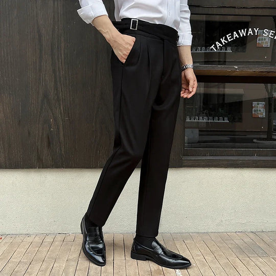 2025 New Naples High Waist Mens Suit Pants Double-Blade Gurkha Chino