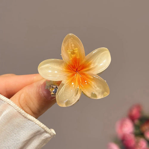6Pcs Hawaiian Gradient Hair Clips Flower Hair Claws Women Small Size