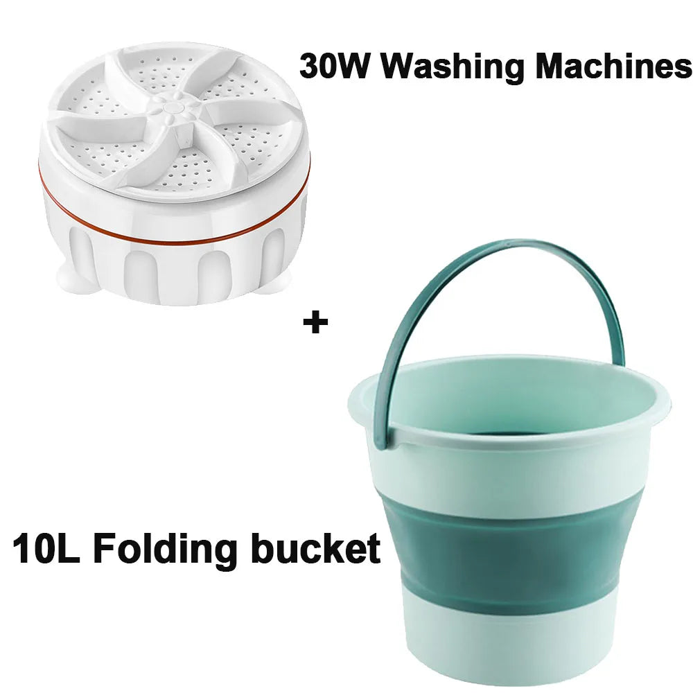 30W Ultrasonic Turbo Washing Machine USB Mini Turbo Laundry Cleaning for Baby Clothes Underwear Socks Business Trip Travel