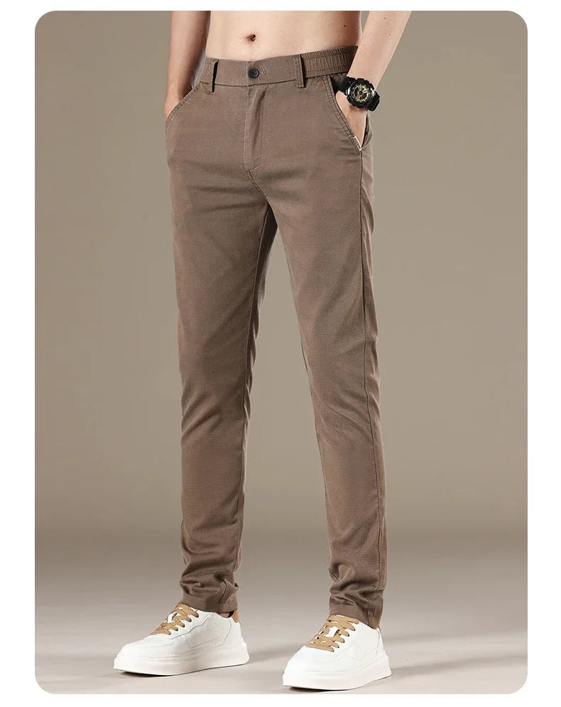 New 2025 Summer Lyocell Fabric Mens Casual Pants Hight Quality Fashion Slim Business Trousers Brand Elastic Soft Cargo Pants