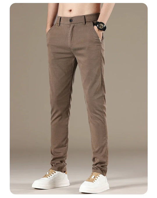 New 2025 Summer Lyocell Fabric Mens Casual Pants Hight Quality Fashion Slim Business Trousers Brand Elastic Soft Cargo Pants