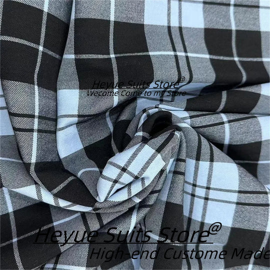 British Plaid Men Suits Slim Fit Double Breasted Groom Wedding Tuxedos 2 Pieces Sets Elegant Male Blazers Ropa Hombre