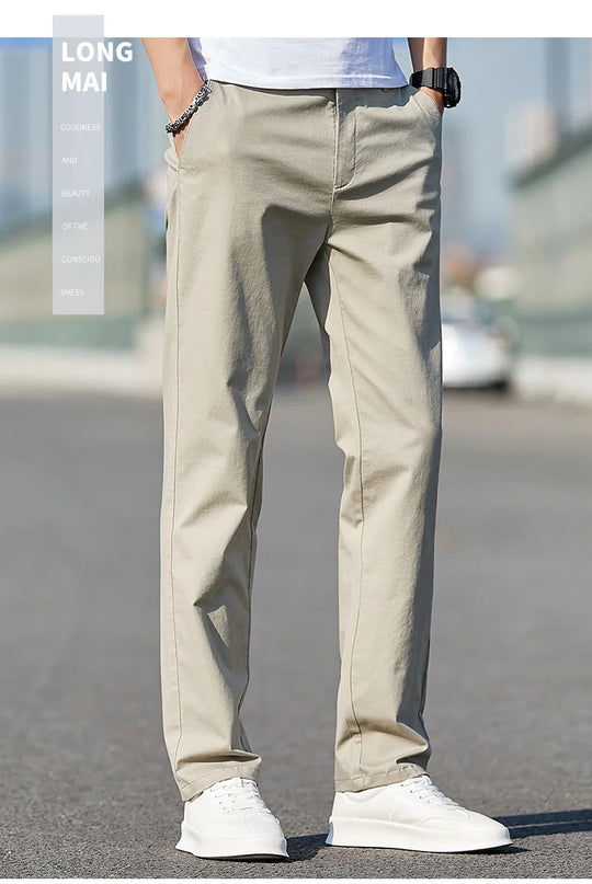 Top Grade 98% Cotton New Brand Casual Fashion Streetwear Slim Fit Long Pants Straight Pencil Trousers Men's Clothing