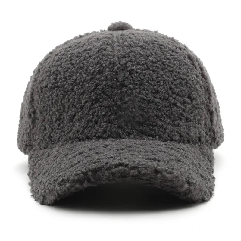 Autumn Winter Baseball Cap Women Artificial Lamb Wool Hats Keep Warm