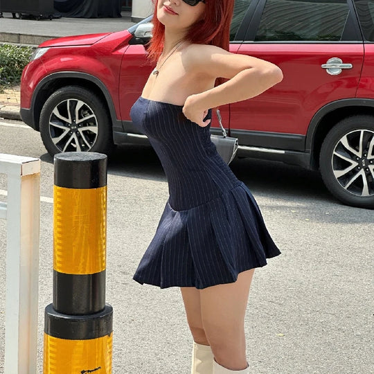 Xeemilo Korean Fashion Sleeveless A-line Dress Aesthetic High