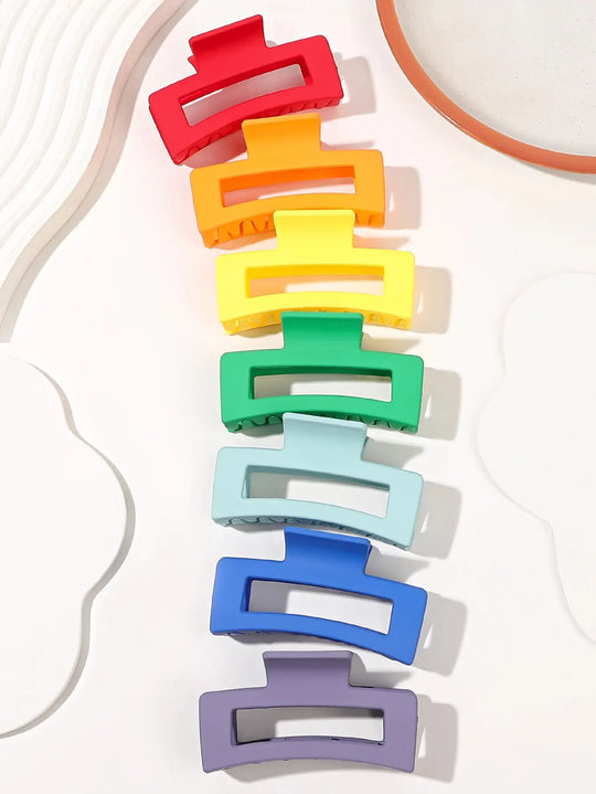 7 Pcs Big Hair Claw Clips 3.4" Non-slip Big Square Matte for Women