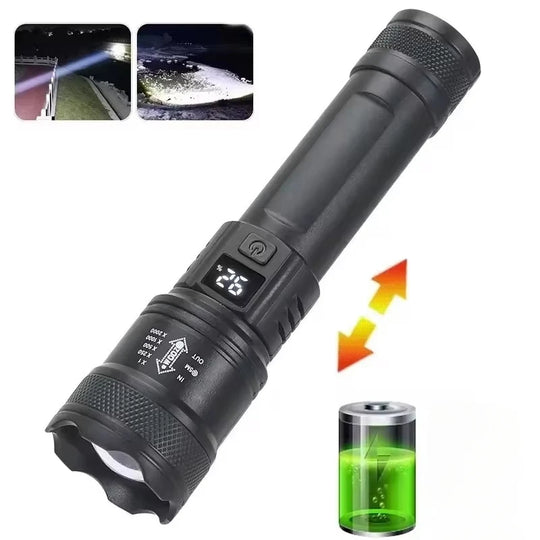 High Power LED Flashlight USB Rechargeable Torch Strong Light Flashlight Long Range Tactical Zoom Lamp Outdoor Camping Lantern