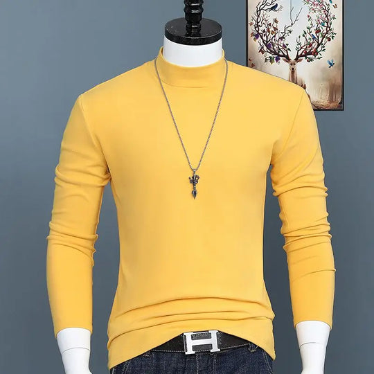 Luxury Korean Men's Oversized T-Shirt Solid Long Sleeve Base Shirt