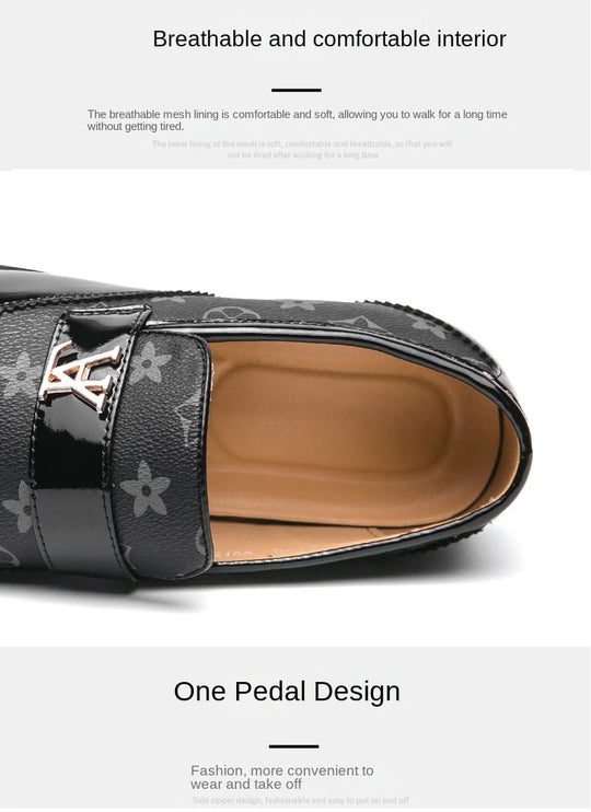 Summer British Slip-On Small Leather Shoes for Men, Lazy Korean Style Versatile Casual Leather Shoes for Men, Business Men's Sho